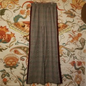 Plaid Wide Leg Trouser Pants